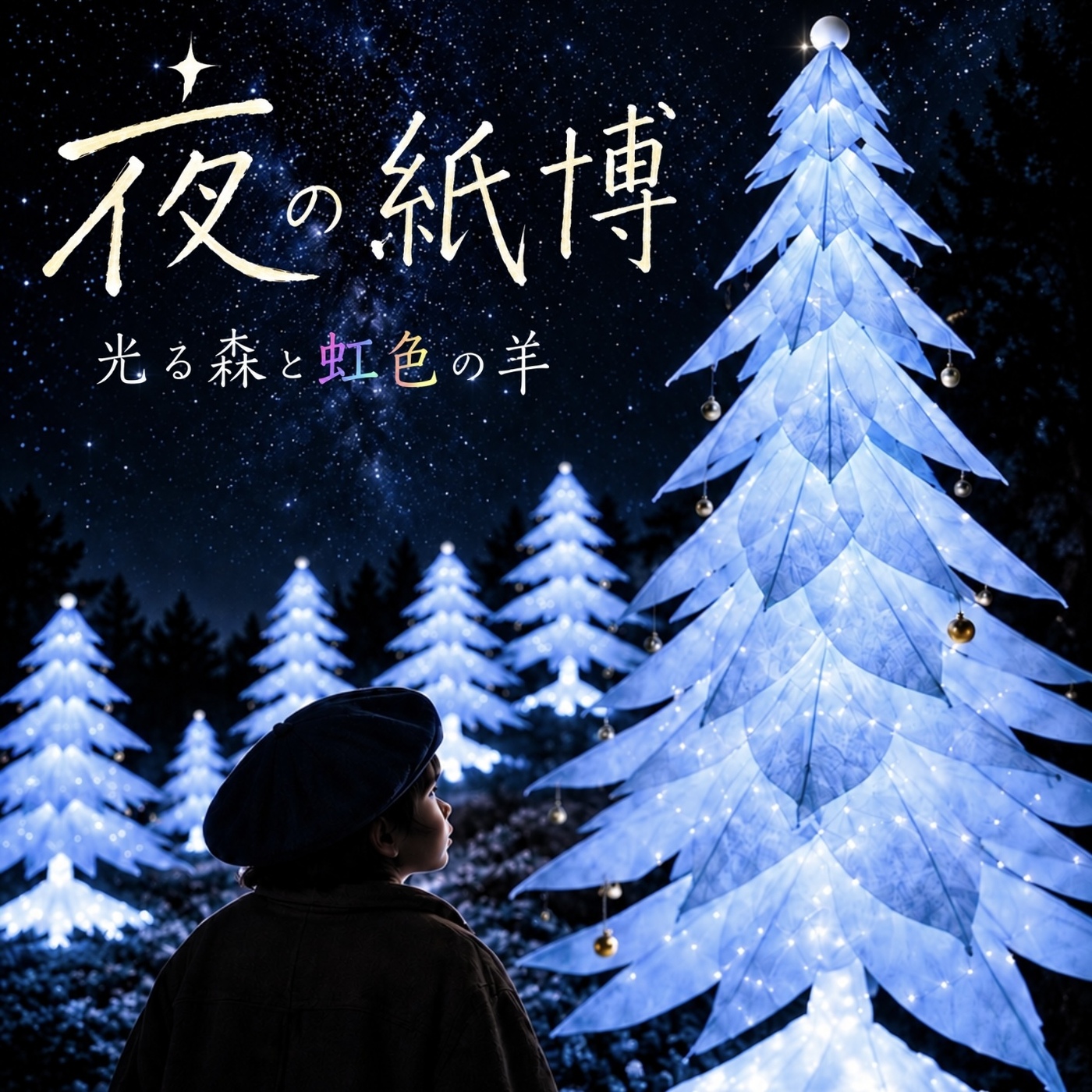 夜の紙博－光る森と虹色の羊－（いの町紙の博物館）