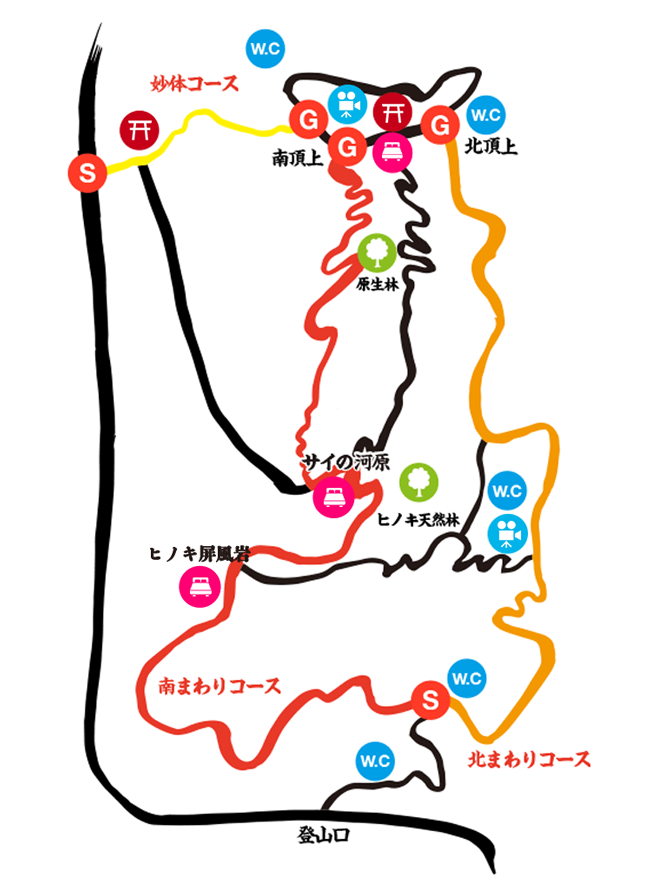 工石山ハイキングコースマップ