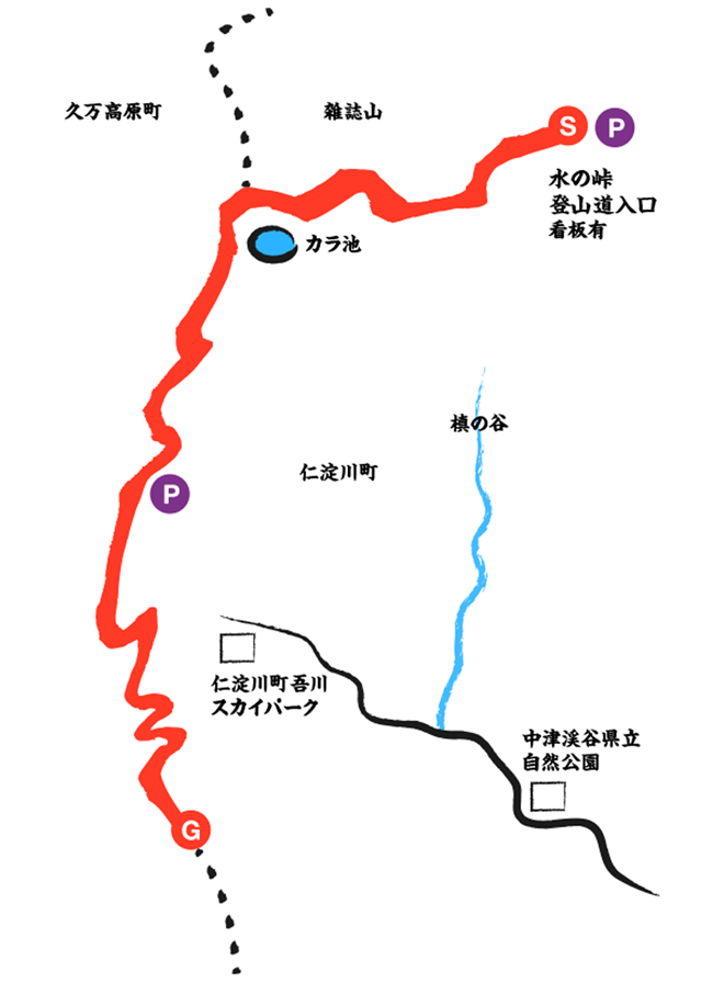 中津山ハイキングコースマップ
