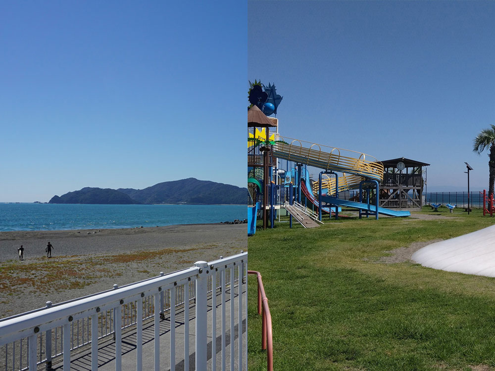 新居海岸堤防と新居緑地公園
